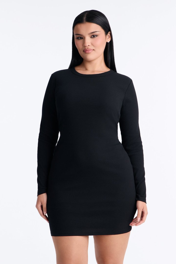 Rhiannon Ribbed Mini Dress - Black