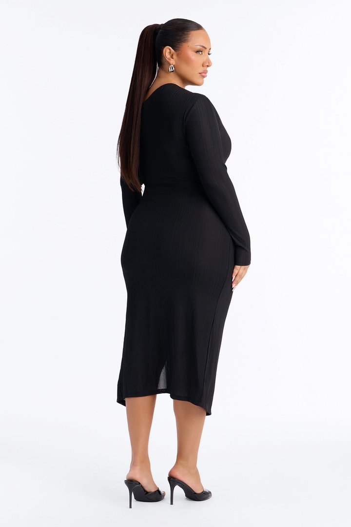 Lucia One Shoulder Midi Dress - Black