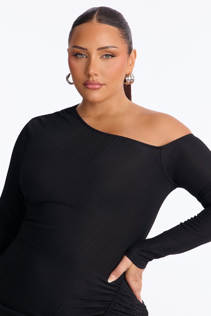 Lucia One Shoulder Midi Dress - Black