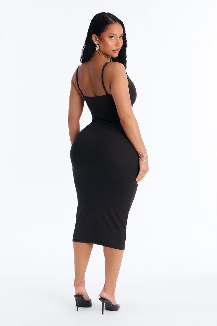 Blair Spaghetti Strap Midi Dress - Black