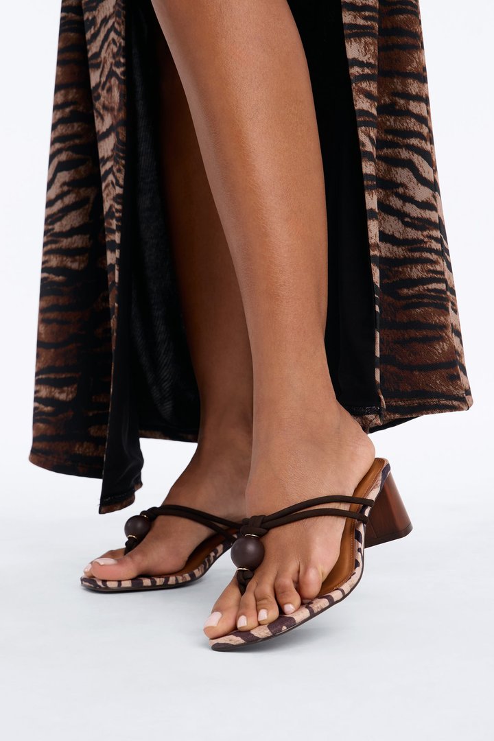 Steve Madden Remedy Zebra Thong Heels - Brown/combo