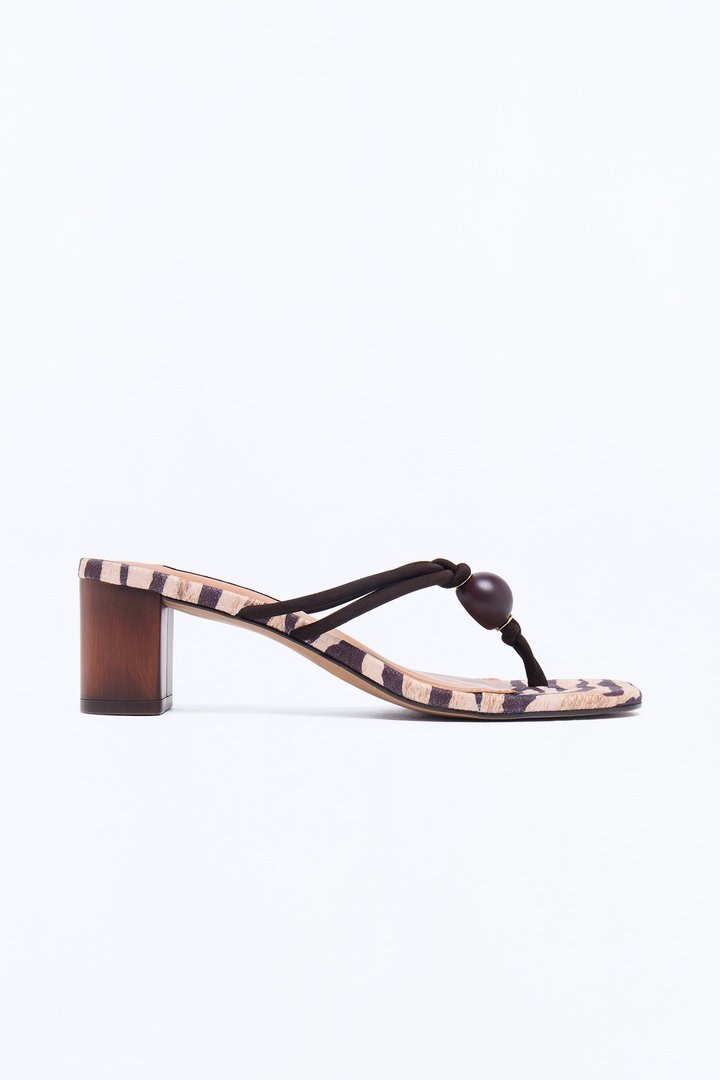 Steve Madden Remedy Zebra Thong Heels - Brown/combo