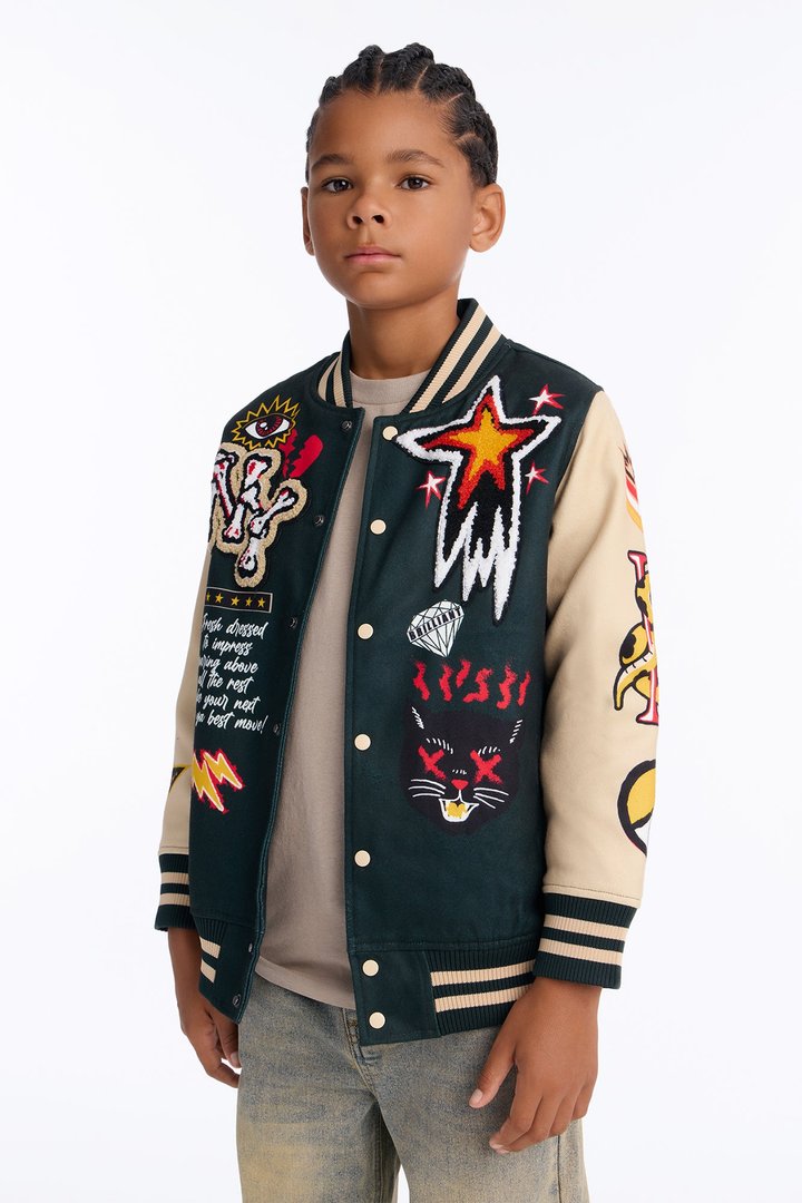 Mini Super Fly Varsity Jacket - Green