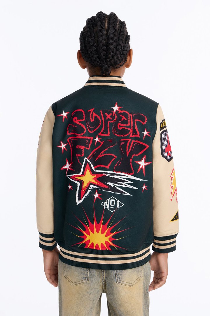 Mini Super Fly Varsity Jacket - Green
