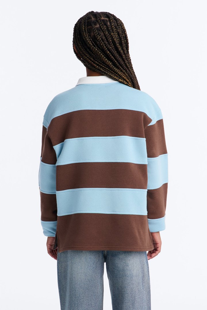Mini Katie Rugby Striped Polo - Brown/combo
