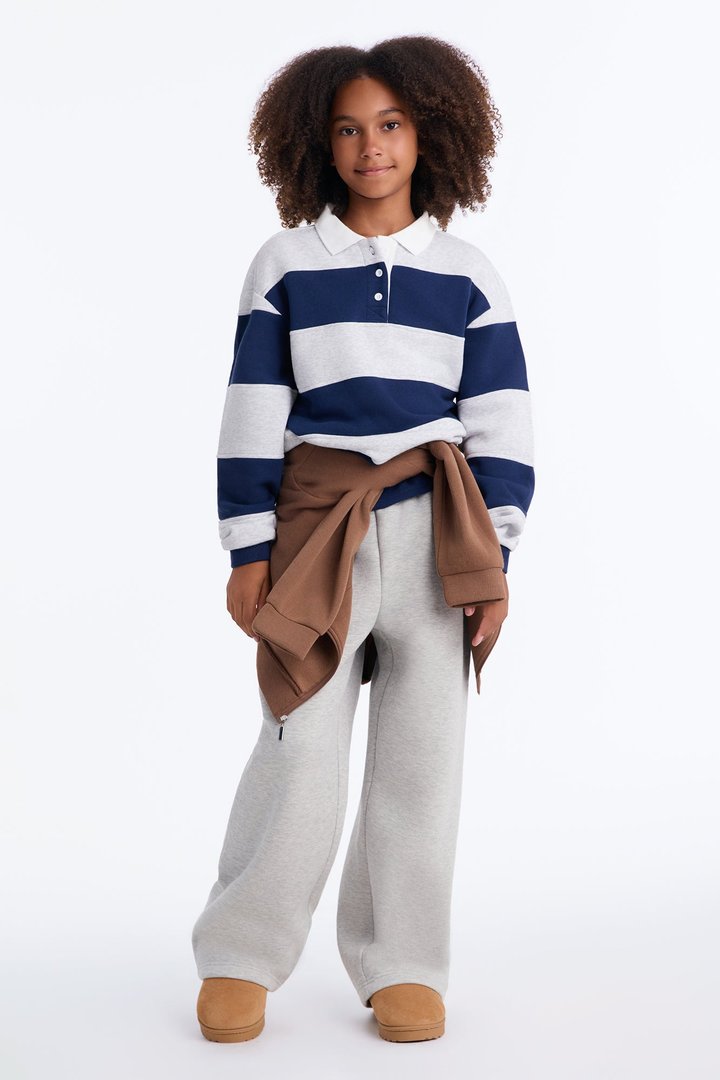 Mini Katie Rugby Striped Polo - Navy/combo
