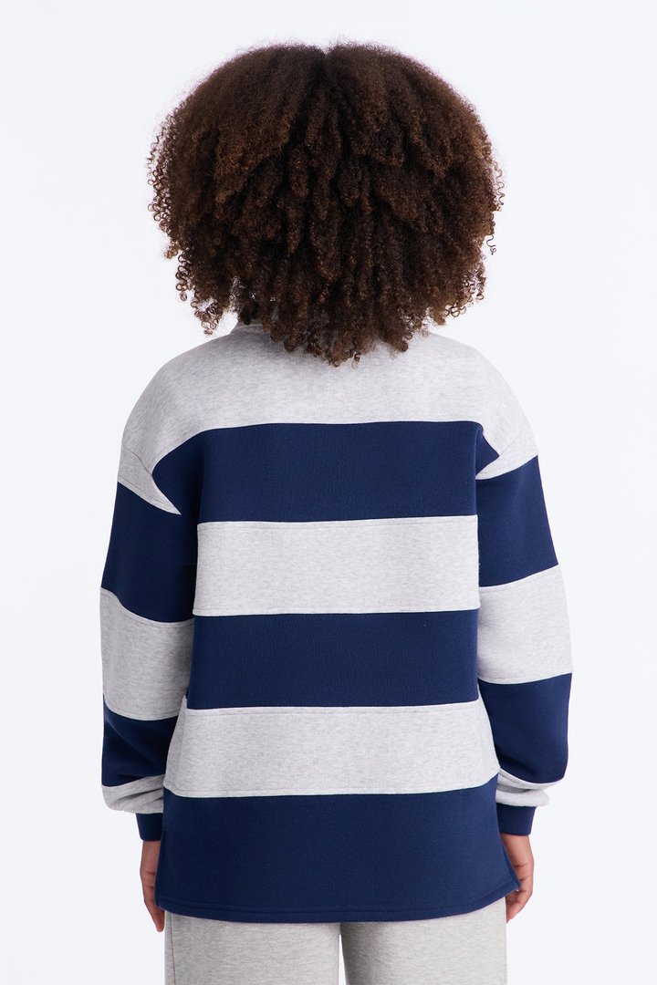Mini Katie Rugby Striped Polo - Navy/combo