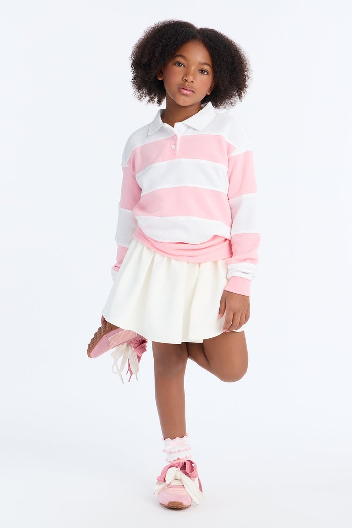 Mini Katie Rugby Striped Polo - Pink/combo