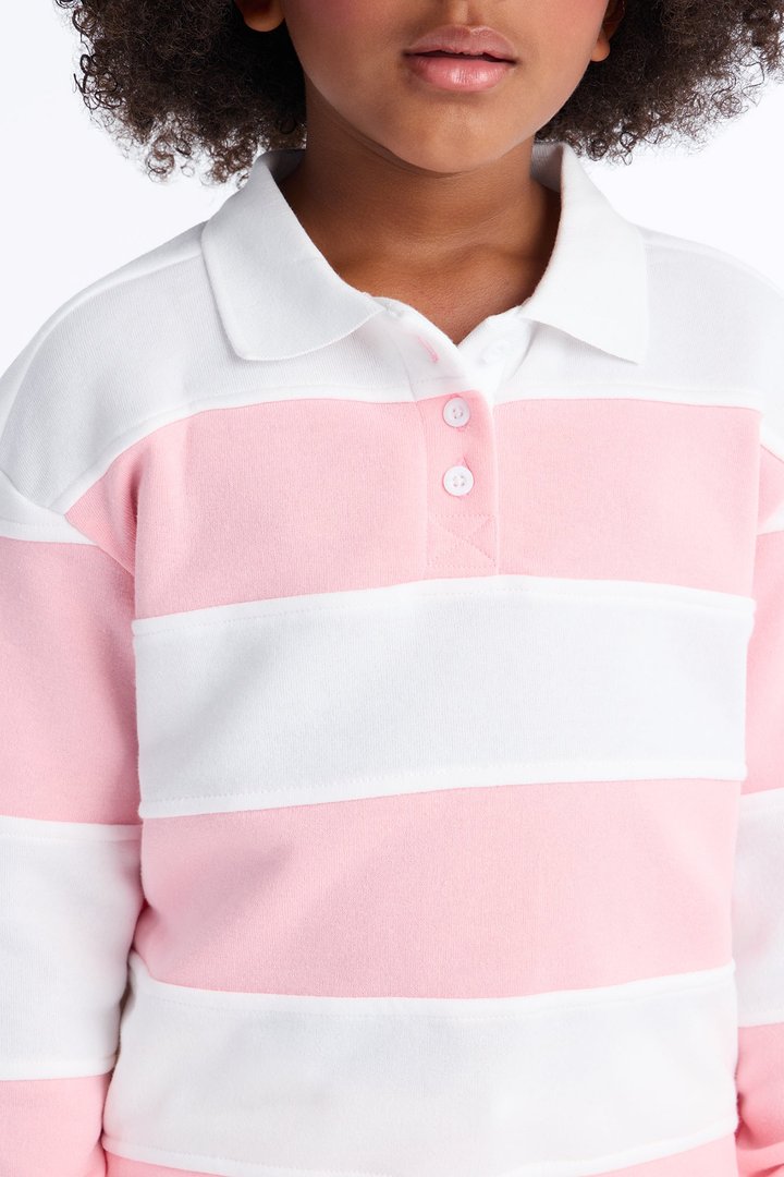 Mini Katie Rugby Striped Polo - Pink/combo