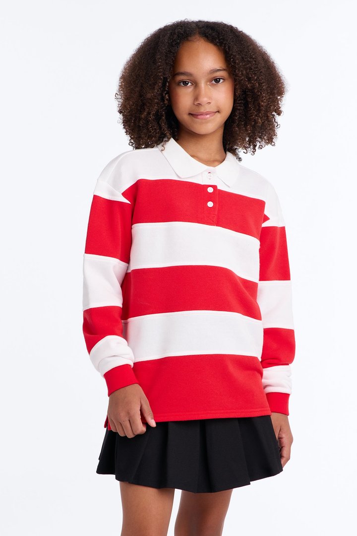 Mini Katie Rugby Striped Polo - Red/combo