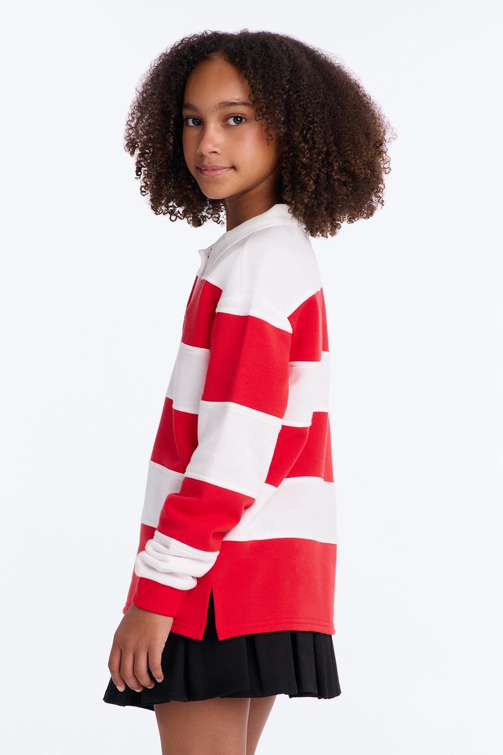 Mini Katie Rugby Striped Polo - Red/combo
