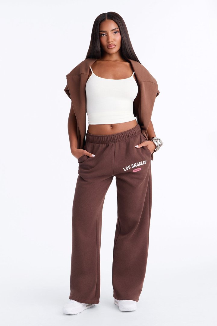 LA Chill Day Wide Leg Sweatpants - Brown