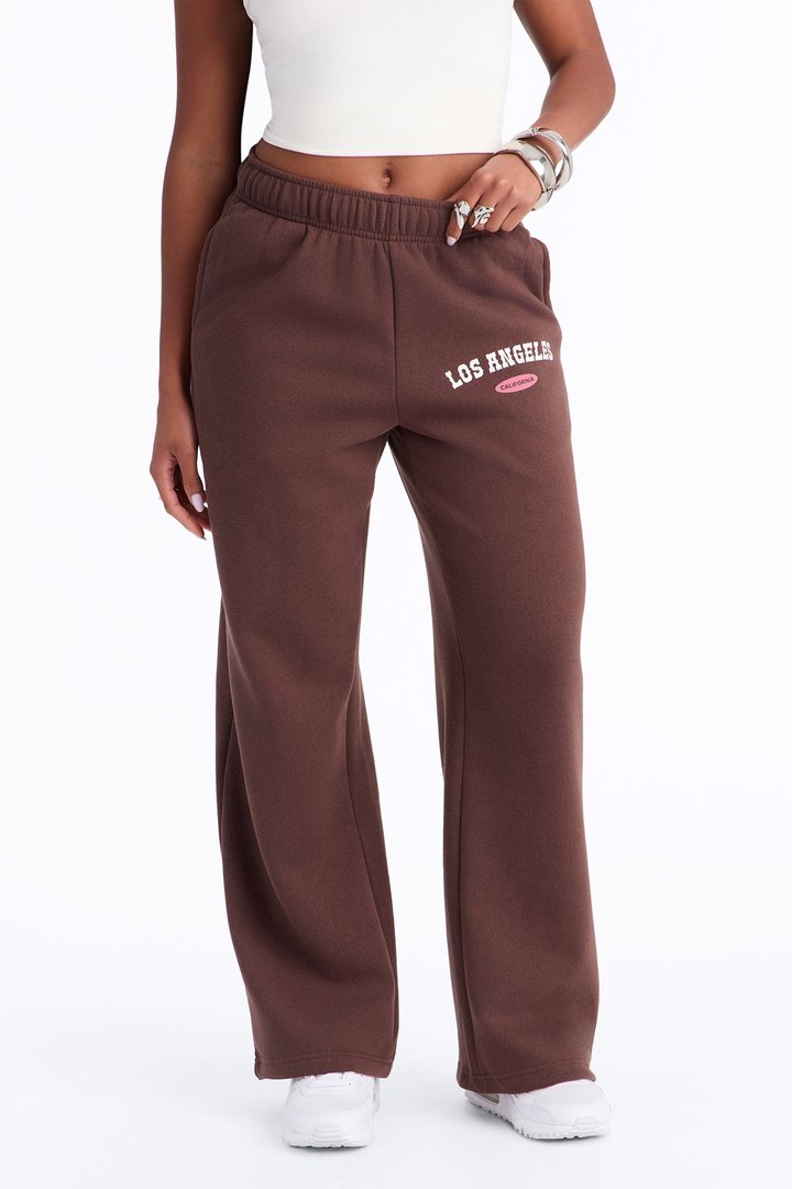LA Chill Day Wide Leg Sweatpants - Brown