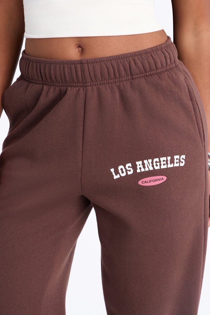LA Chill Day Wide Leg Sweatpants - Brown