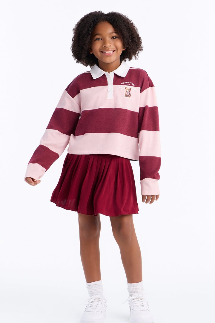 Mini Manhattan Girl Pleated Skort Set - Burgundy/combo