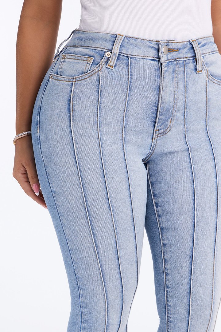 Paris Pintucks High Rise Stretch Skinny Jeans - Light Wash