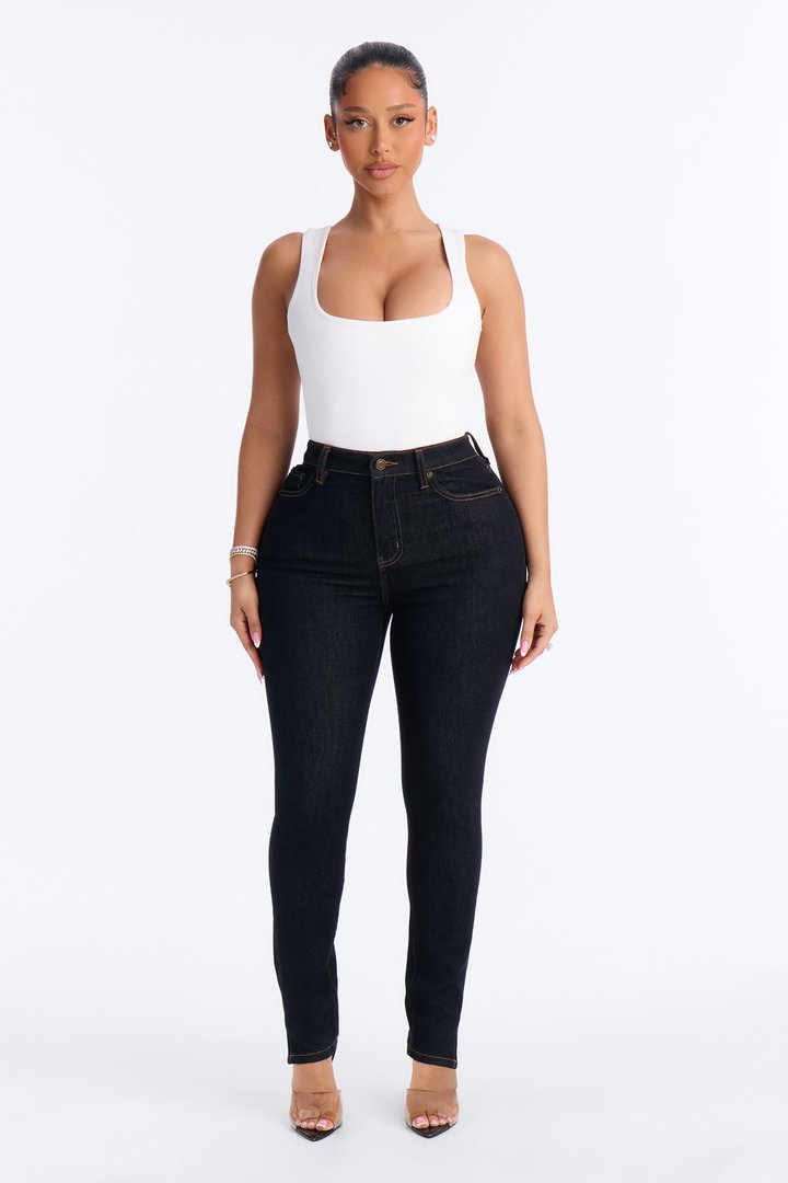 Play Fair Split Hem Skinny Jeans - Dark Denim