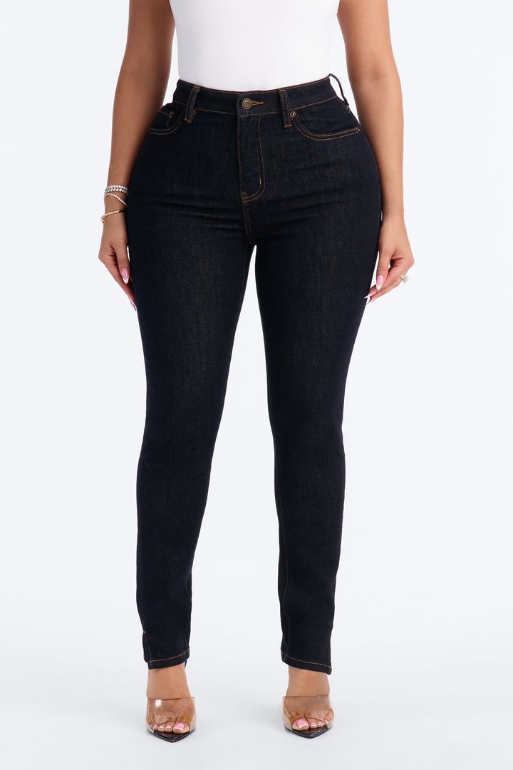 Play Fair Split Hem Skinny Jeans - Dark Denim