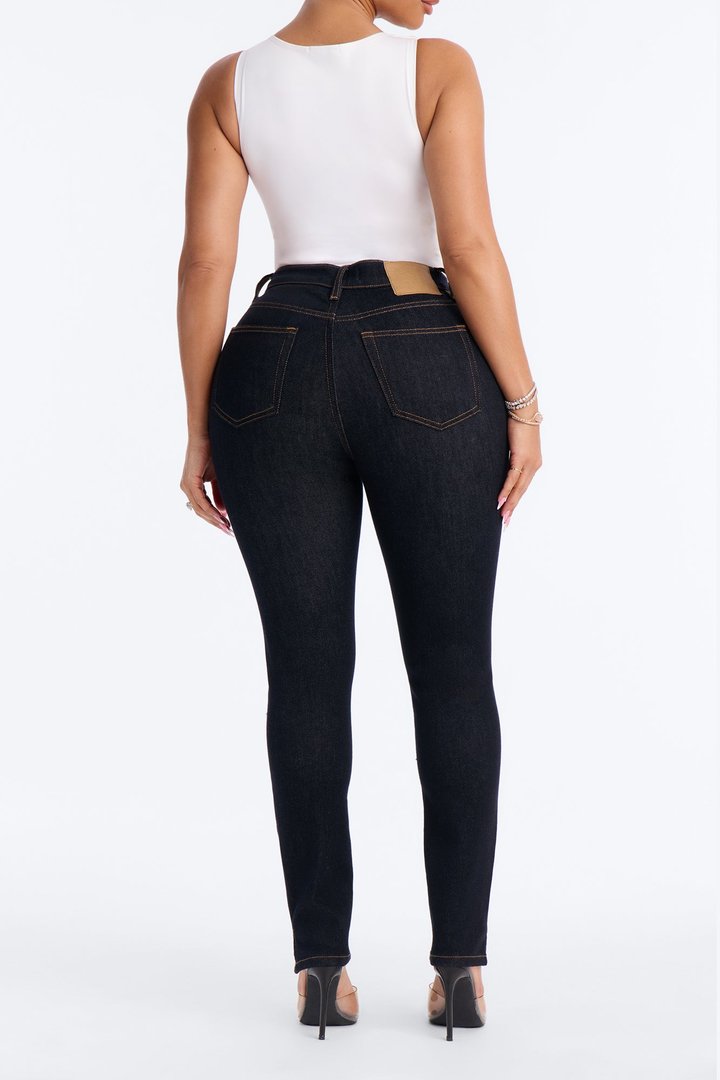 Play Fair Split Hem Skinny Jeans - Dark Denim