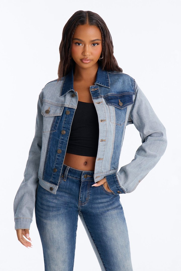 San Marcos Two Tone Stretch Denim Trucker Jacket - Dark Wash