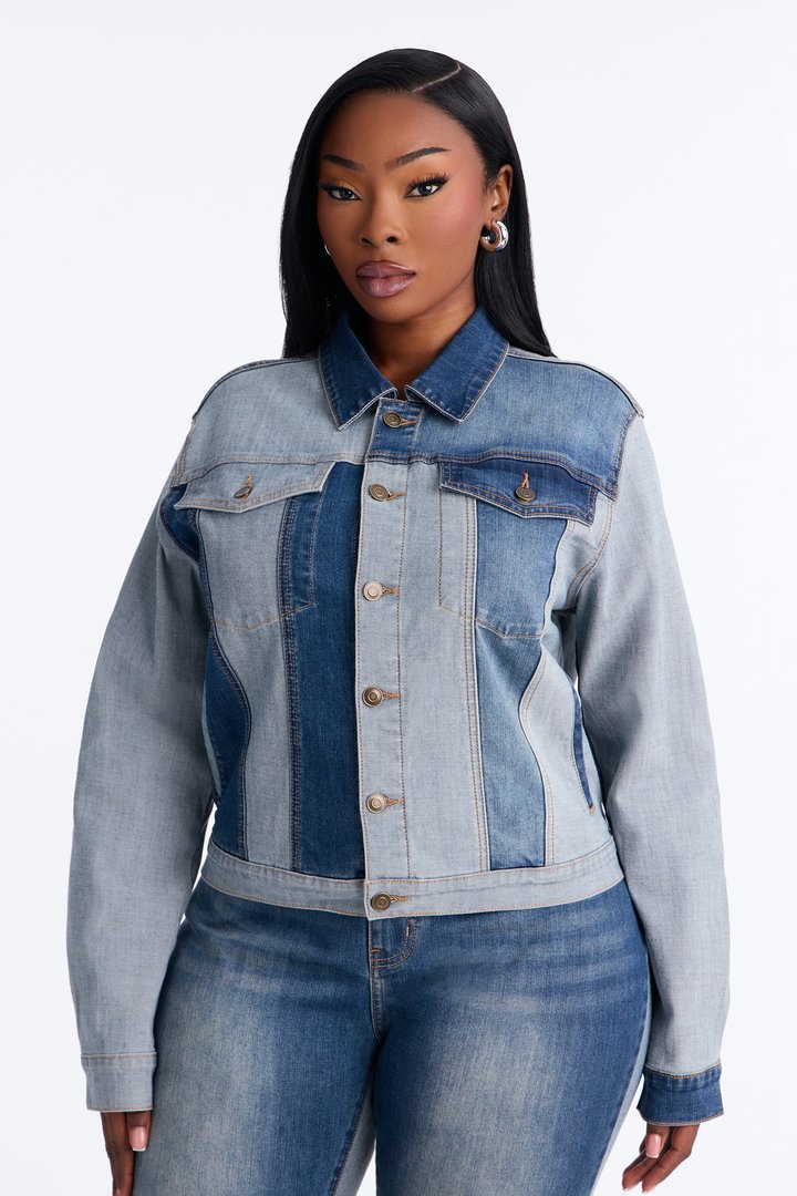 San Marcos Two Tone Stretch Denim Trucker Jacket - Dark Wash