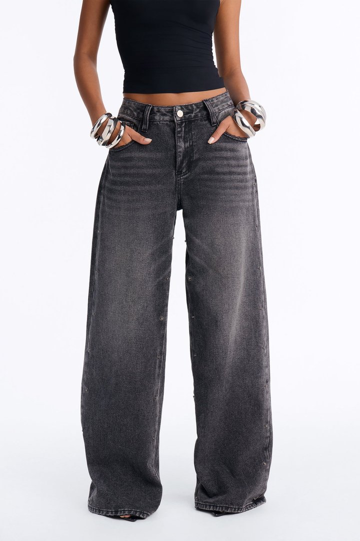 Stay Detached Wide Leg Jeans - Black Wash