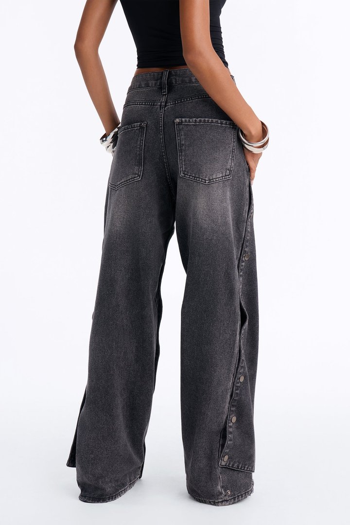 Stay Detached Wide Leg Jeans - Black Wash