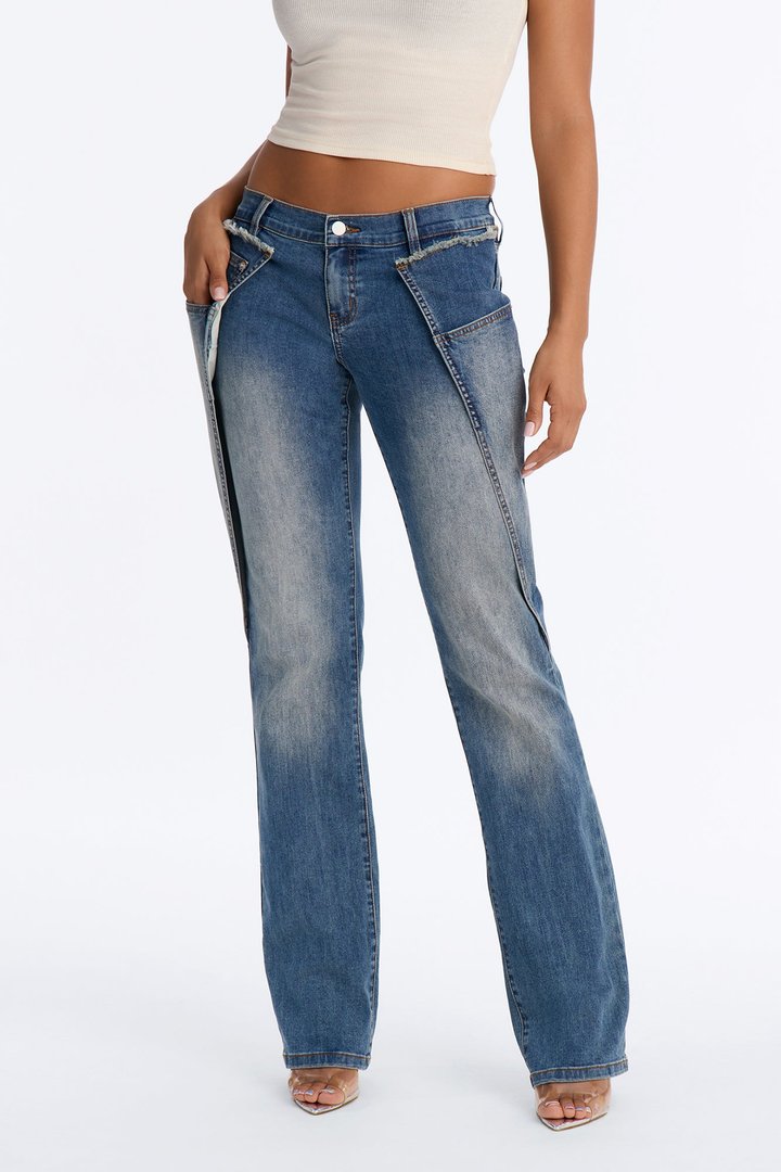 Pieces of Her Low Rise Straight Leg Jeans - Dark Wash
