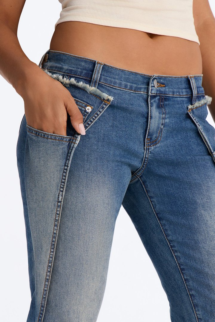 Pieces of Her Low Rise Straight Leg Jeans - Dark Wash