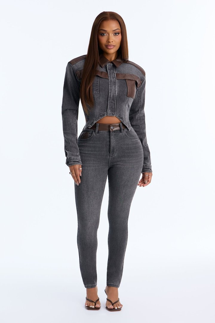 Power Stance High Rise Skinny Jeans - Grey