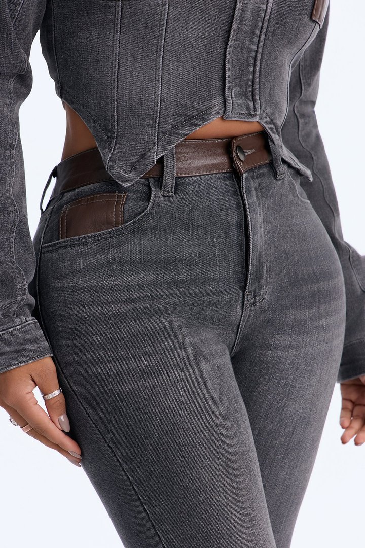 Power Stance High Rise Skinny Jeans - Grey