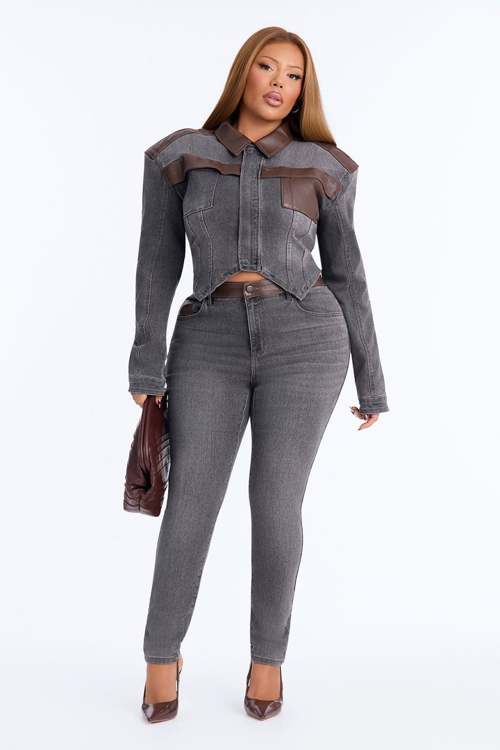 Power Stance High Rise Skinny Jeans - Grey