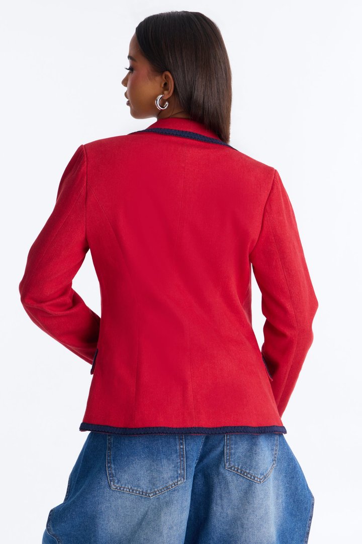 Royal Affair Blazer Denim Jacket - Red