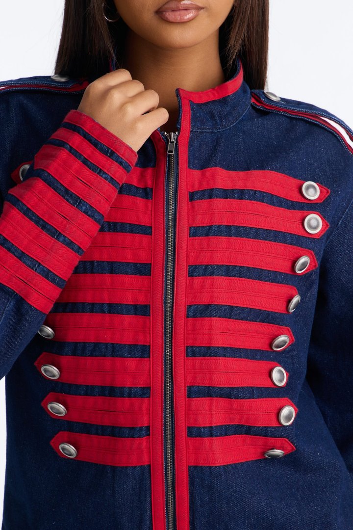 Bonaparte Military Zip Denim Jacket - Dark Wash