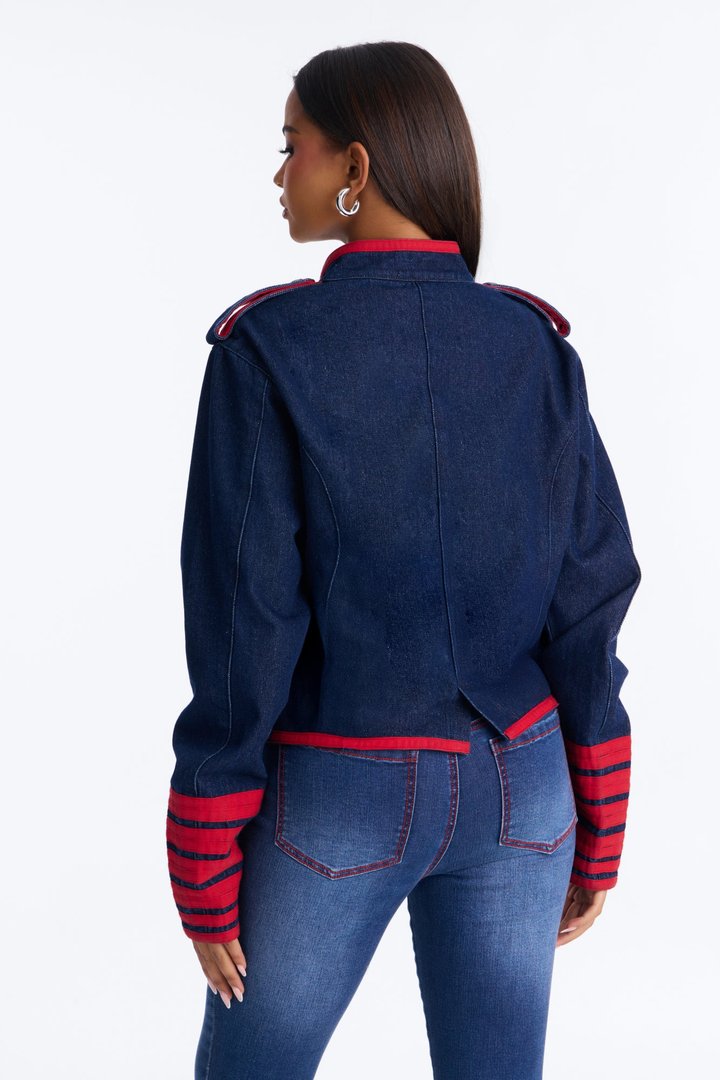 Bonaparte Military Zip Denim Jacket - Dark Wash