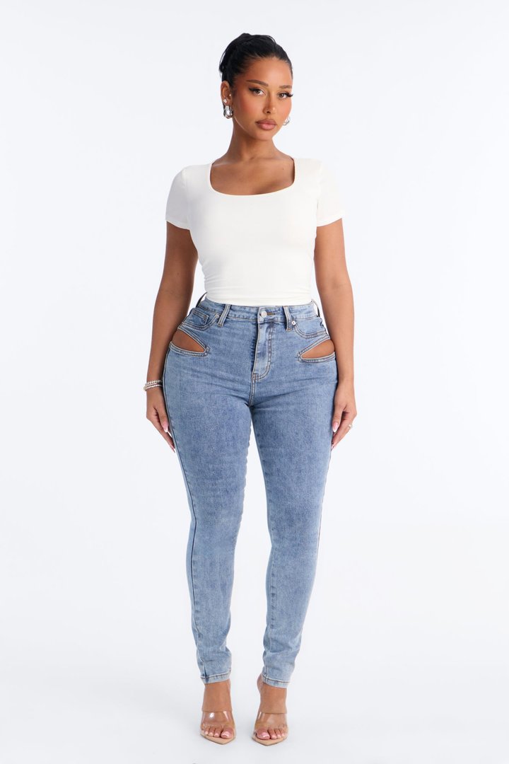 Cut it Out High Rise Stretch Skinny Jeans - Light Wash