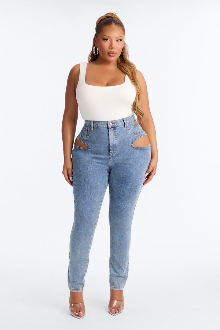 Cut it Out High Rise Stretch Skinny Jeans - Light Wash