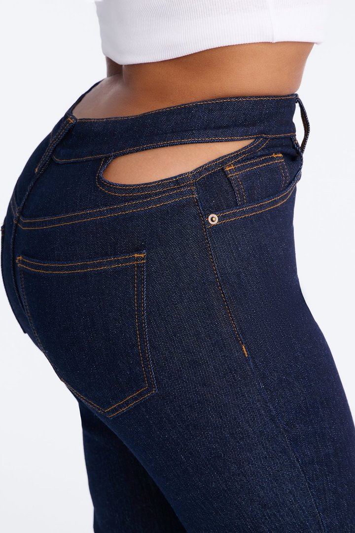 Roma Cut Out Straight Leg Cigarette Jeans - Dark Denim