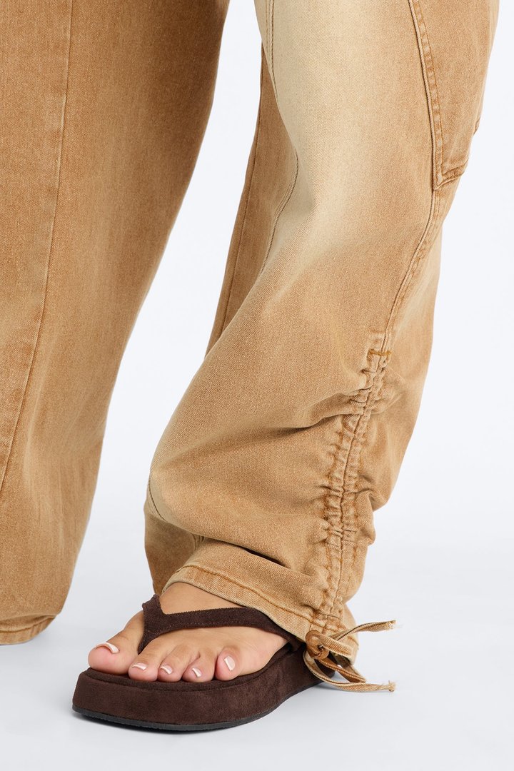 Alessia High Rise Barrel Leg Jogger Pant - Brown