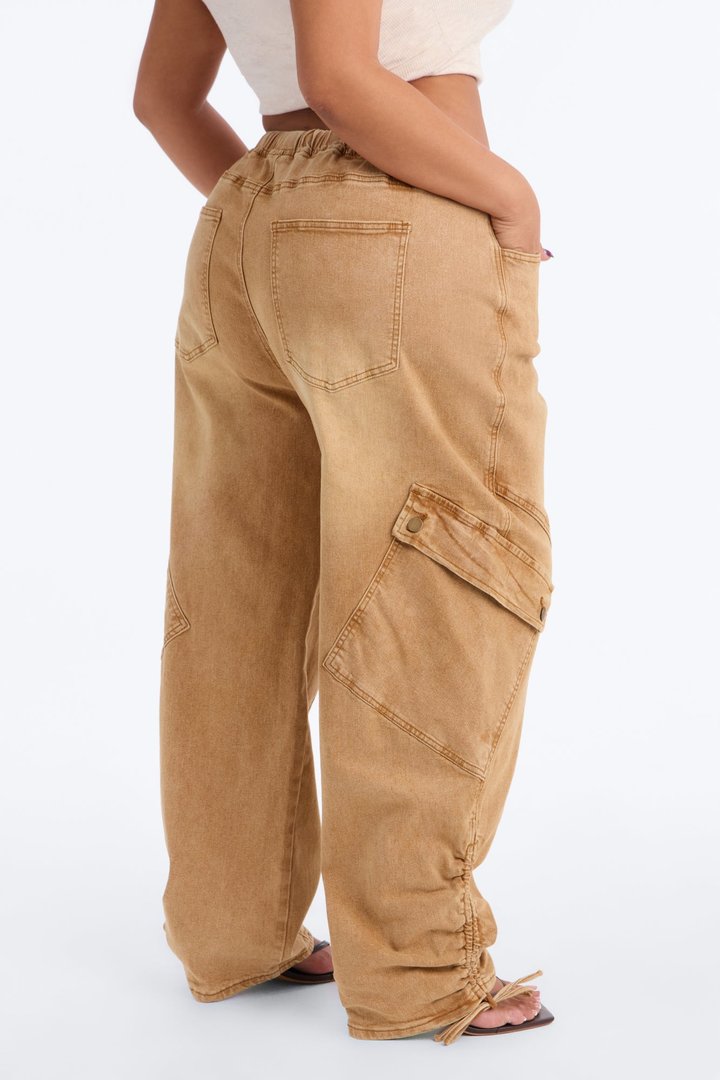 Alessia High Rise Barrel Leg Jogger Pant - Brown