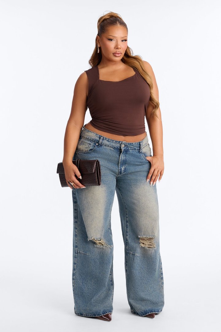 Daniella Square Neck Top - Chocolate