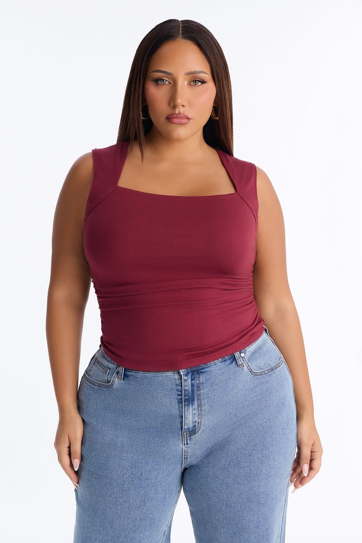 Daniella Square Neck Top - Wine