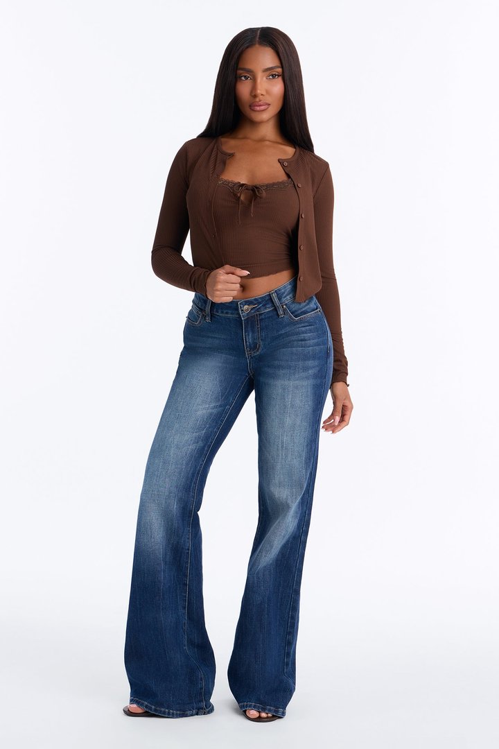 Gracie 2PC Cardigan And Tank Top - Brown