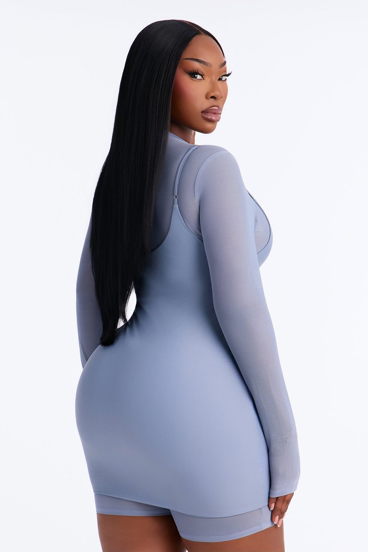 Anya Form 2 Piece Double Lined Mini Dress - Dusty Blue