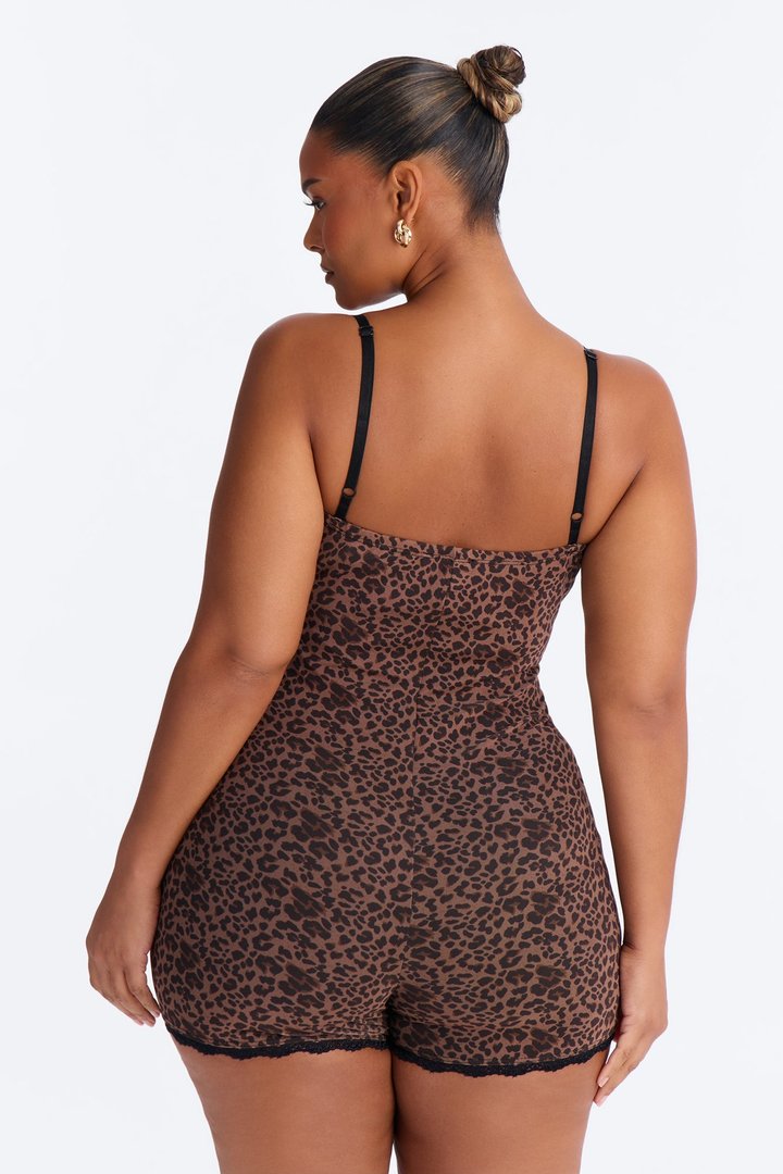 Night On Fire Mesh Romper - Leopard