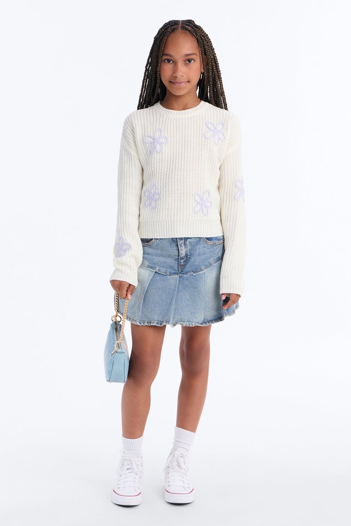 Mini Brilliant Bouquet Pullover Sweater - Ivory