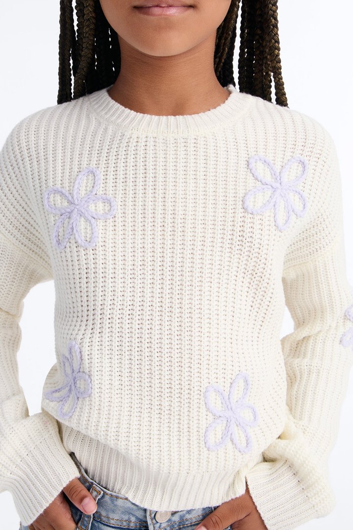 Mini Brilliant Bouquet Pullover Sweater - Ivory