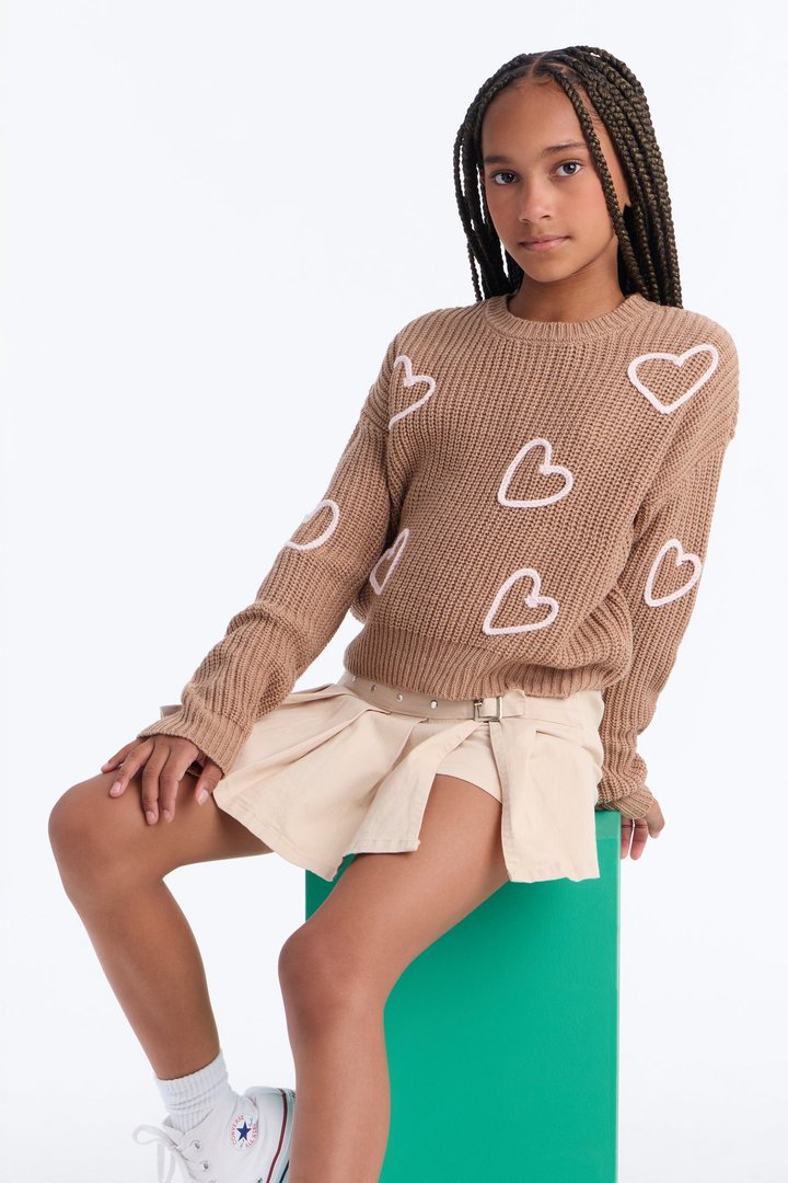 Mini Heartwarming Pullover Sweater - Mocha