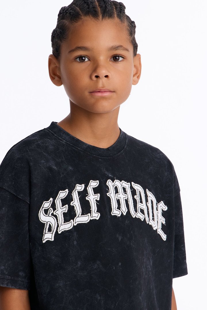 Mini Self Made Oversized Short Sleeve Tee - Black