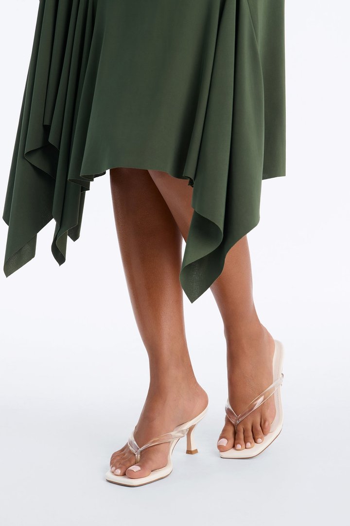 Mae Asymmetrical Midi Skirt - Green